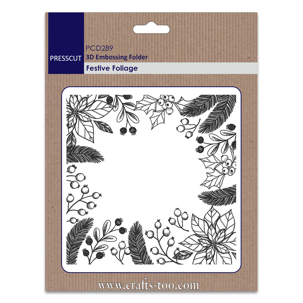 NEW Presscut 3D Embossing Folder - Festive Foliage