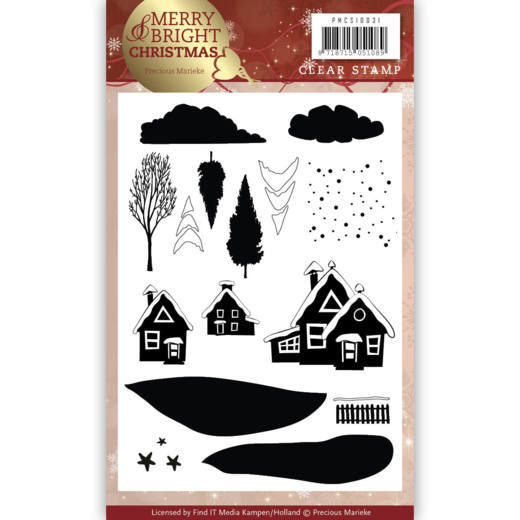 Precious Marieke Merry and Bright Christmas Clear Stamp - Christmas House