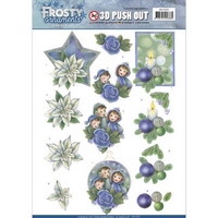 Jeanine's Art Frosty Ornaments 3D Push Out - Blue Ornaments