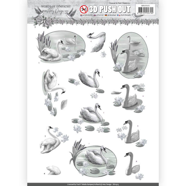 Amy Design Words of Sympathy 3D Pushout - Sympathy Swans