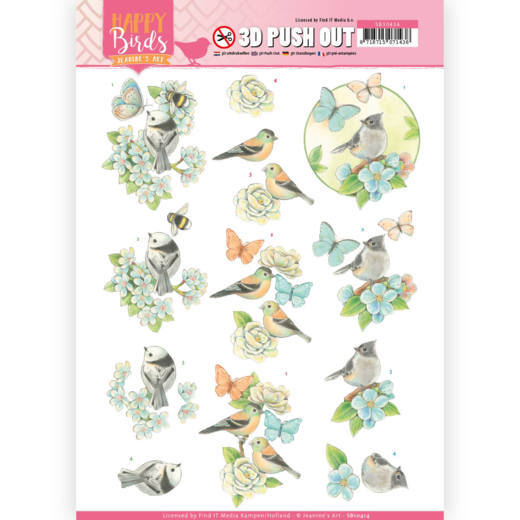 Jeanine's Art Happy Birds 3D Push Outs - Blue Dance