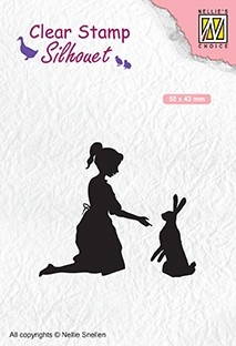 Nellie Snellen Clear Stamp Silhouette - Girl with Hare