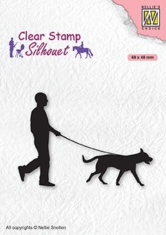 Nellie Snellen Clear Stamp Silhouette - Man with Dog