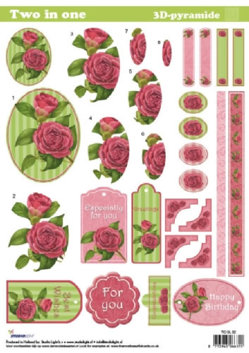 Two in One Pyramid 3D -  Roses (10 Sheets) NOW HALF PRICE