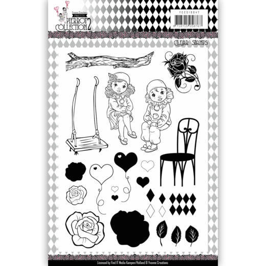 Yvonne Creations Pretty Pierrot 2 Clear Stamps